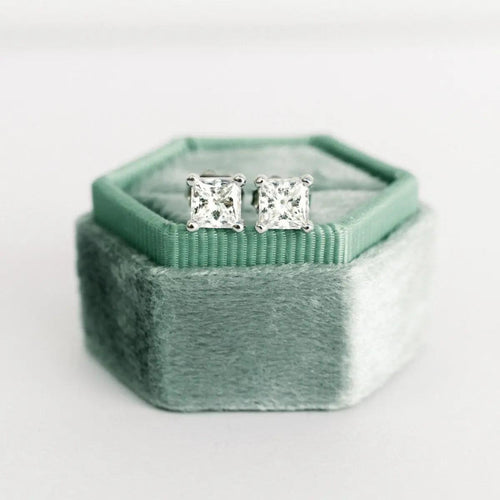 Diana 1CT Princess Cut Diamond Stud Earrings - Raphana Jewellery
