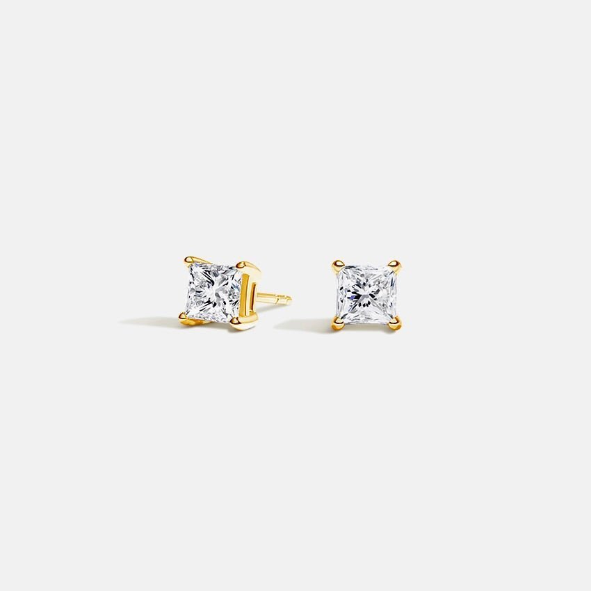 Diana 1CT Princess Cut Diamond Stud Earrings - Raphana Jewellery