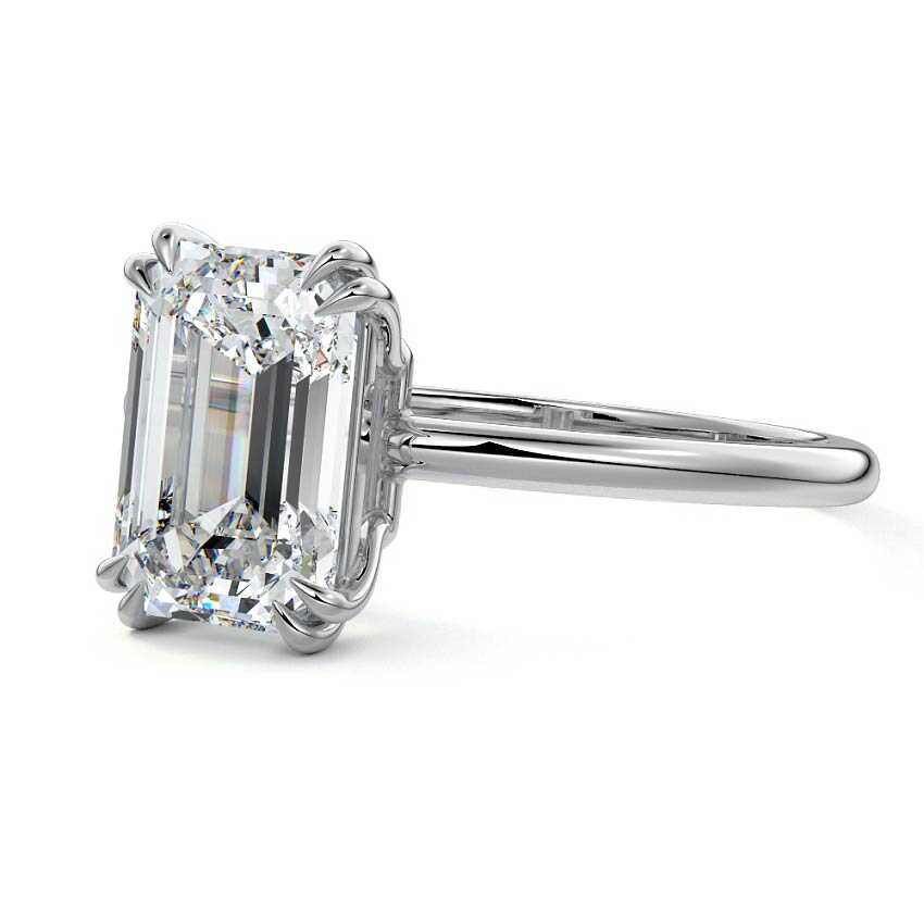 lab-grown diamond emerald solitaire ring in white gold