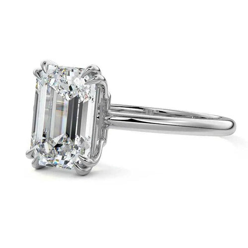 lab-grown diamond emerald solitaire ring in white gold
