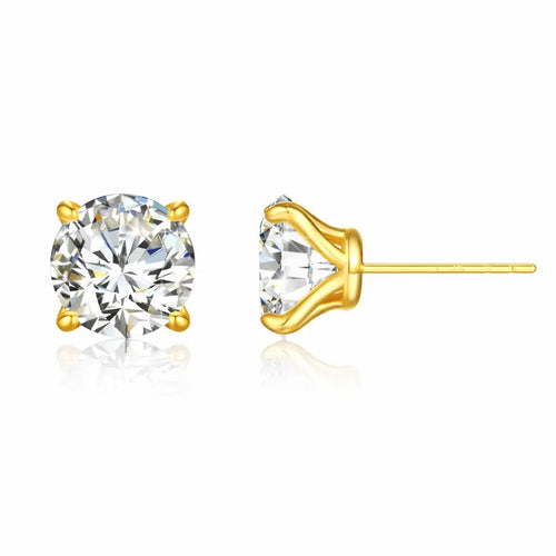 Tane - Round Moissanite Stud Earrings 14K Yellow Gold Nura Lab