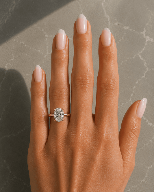 Lauren - Oval Cathedral Solitaire Lab Grown Diamond Engagement Ring