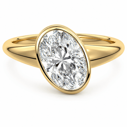 Nanda - Oval Bezel Lab Grown Diamond Engagement Ring