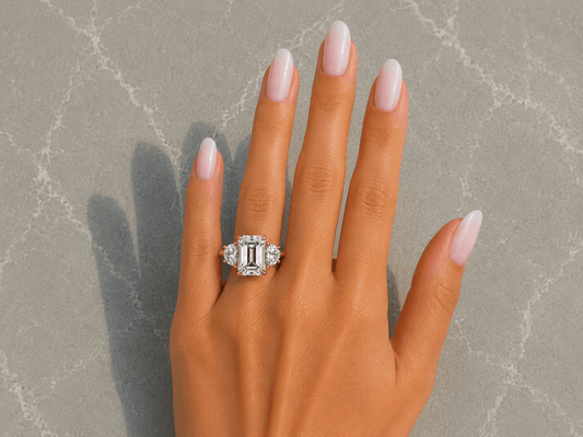 Talia - Emerald Cut Trilogy Lab Grown Diamond Engagement Ring