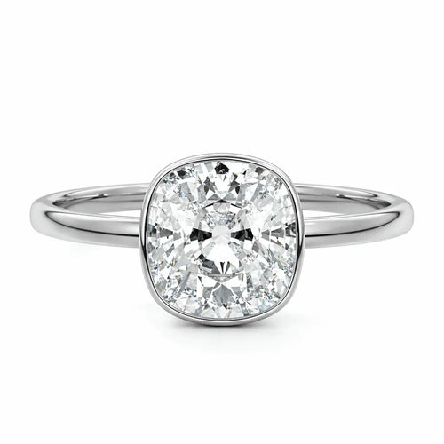 Amber - Cushion Bezel Lab Grown Diamond Engagement Ring Raphana Jewellery