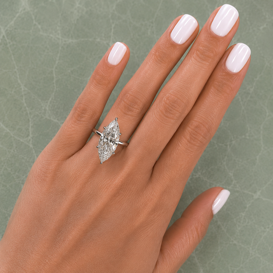 5 Carat Marquise Cut Solitaire Engagement Ring - Lab Grown Diamond in Platinum