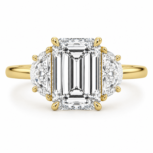 Talia - Emerald Cut Trilogy Lab Grown Diamond Engagement Ring
