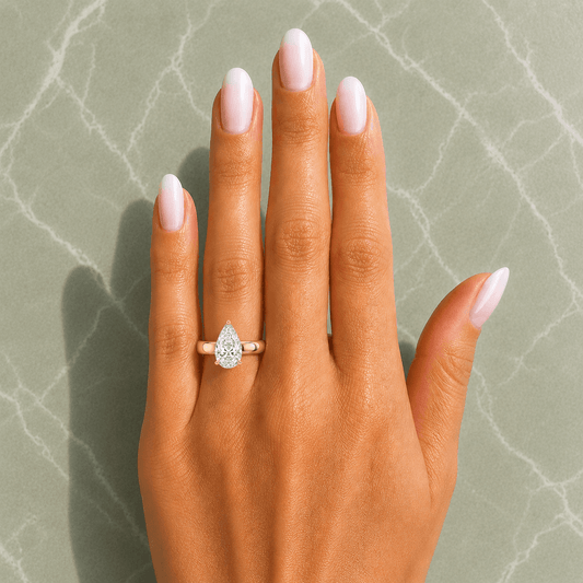 Angela - Solitaire Pear Thick Band Lab Grown Diamond Engagement Ring