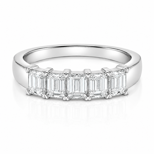 1 Carat Emerald Five Stone Anniversary Band