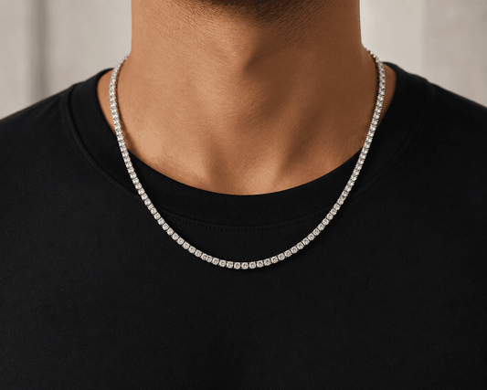 14CT Tennis Necklace -  Moissanite Round Cut