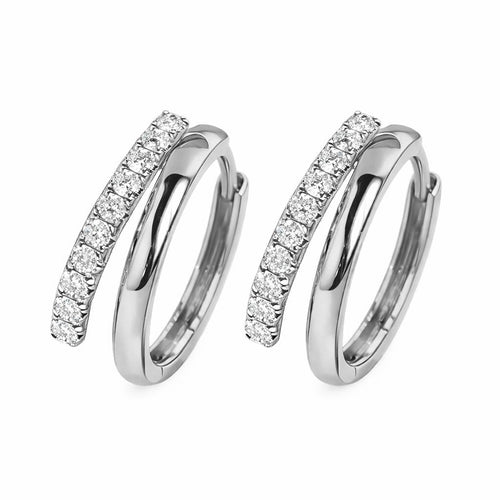 Ellen Hoop Moissanite Earrings by Nura Lab in platinum plating over S925 sterling silver