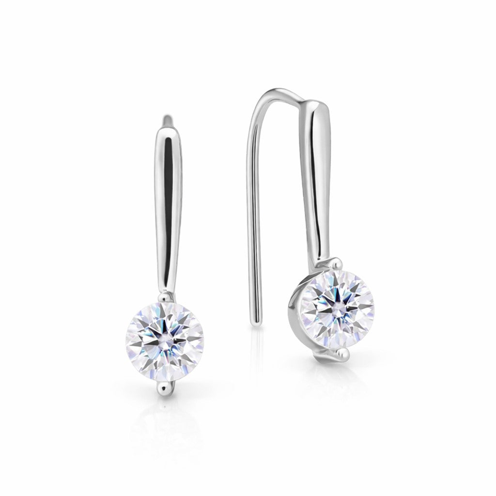 Miranda Moissanite Earrings by Nura Lab in platinum plating over S925 sterling silver