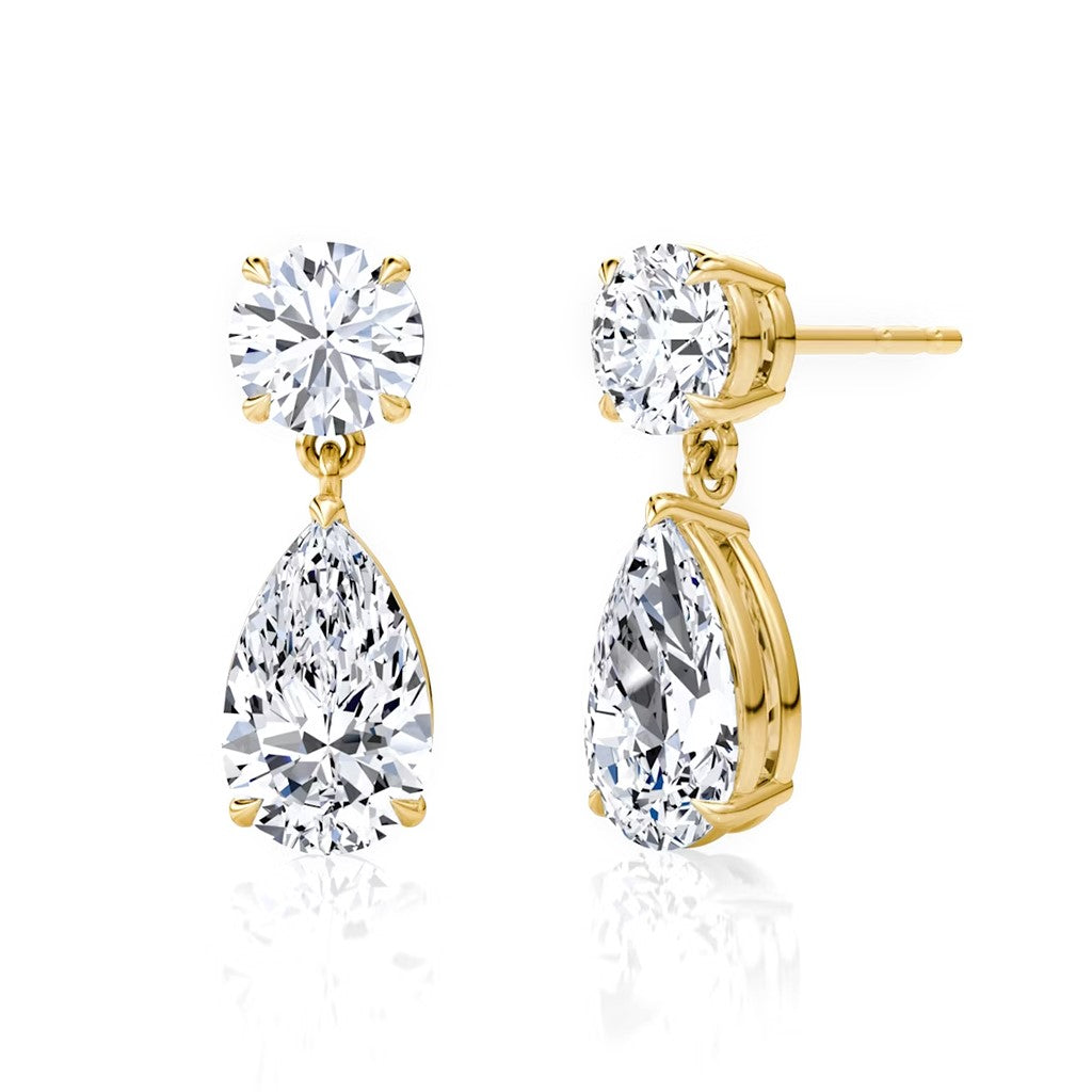 Layla Pear-Cut Drop Moissanite Earrings by Nura Lab in 14K yellow gold plating over S925 sterling silver