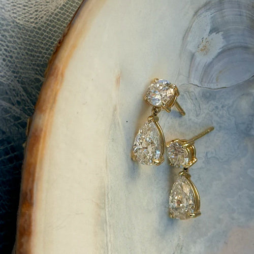 Layla Pear-Cut Drop Moissanite Earrings by Nura Lab