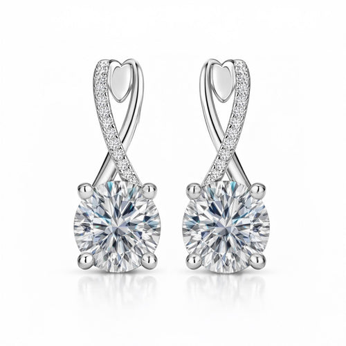 Ayla Moissanite Earrings by Nura Lab in platinum plating over S925 sterling silver