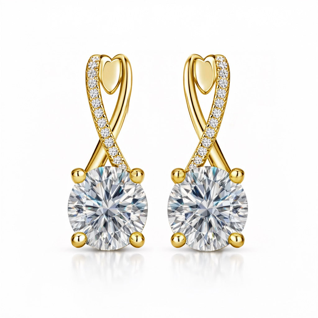 Ayla Moissanite Earrings by Nura Lab in 14K yellow gold plating over S925 sterling silver