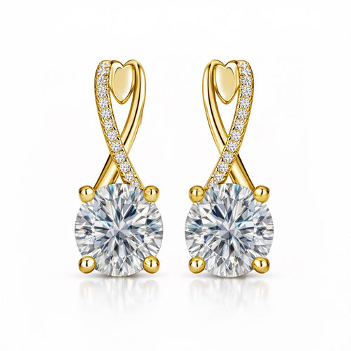 Ayla Moissanite Earrings by Nura Lab in 14K yellow gold plating over S925 sterling silver