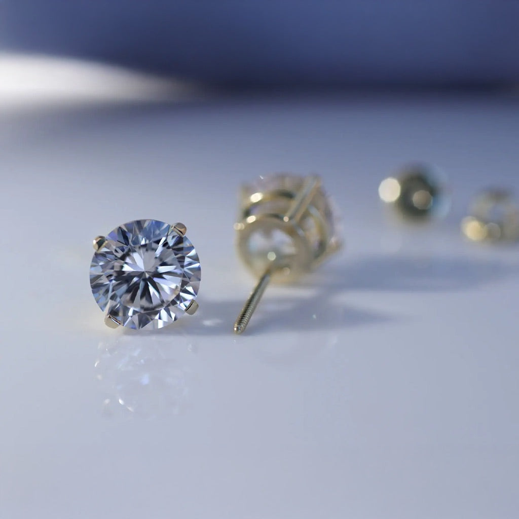 Moonlight Moissanite Round-Cut Stud Earrings by Nura Lab
