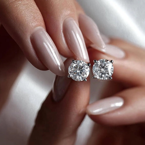 Moonlight Moissanite Round-Cut Stud Earrings by Nura Lab