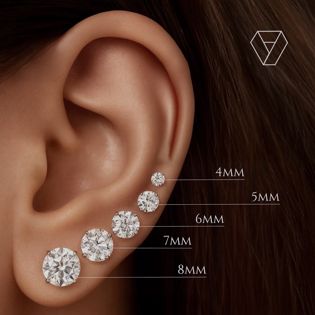 Moonlight Moissanite Round-Cut Stud Earrings by Nura Lab
