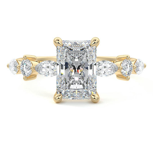Radiant Cut Side Stone Lab Grown Engagement Ring