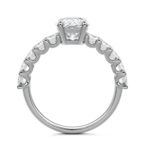Amber - Cushion Half Eternity Lab Grown Diamond Engagement Ring Raphana Jewellery