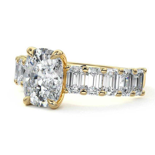 Amber - Cushion Half Eternity Lab Grown Diamond Engagement Ring Raphana Jewellery