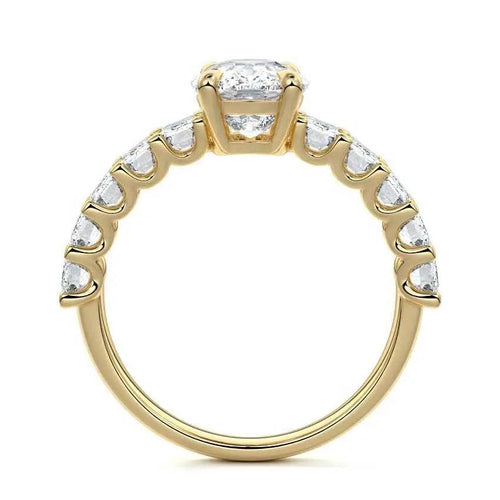 Amber - Cushion Half Eternity Lab Grown Diamond Engagement Ring Raphana Jewellery