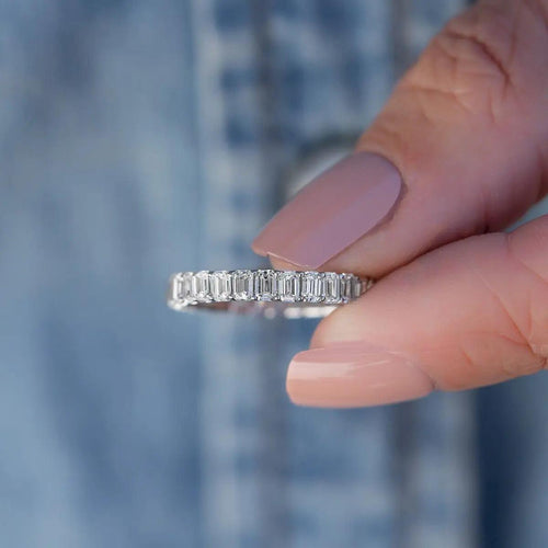 2 Carat Emerald Eternity Anniversary Band Nura Lab