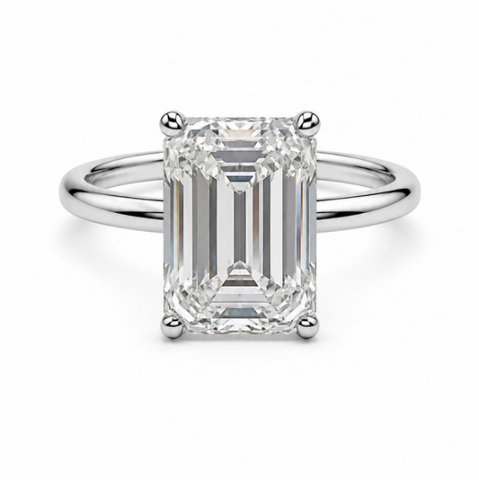 5 Carat Emerald Cut Solitaire Engagement Ring - Lab Grown Diamond in Platinum