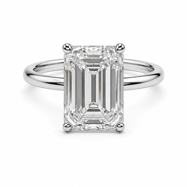 5 Carat Emerald Cut Solitaire Engagement Ring - Lab Grown Diamond in Platinum