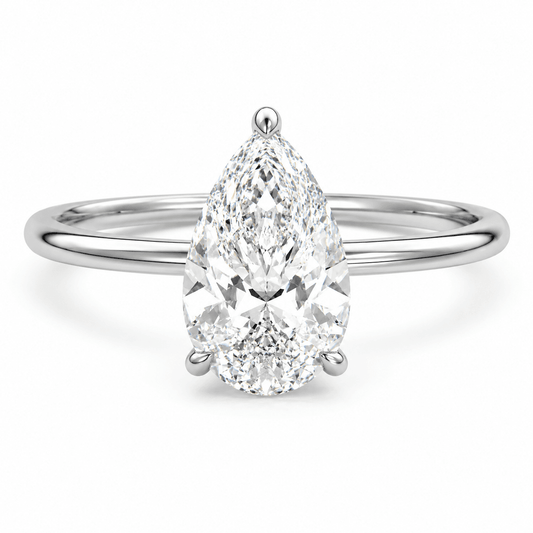 Amanda - Solitaire Cathedral Pear Shape Lab Grown Diamond Engagement Ring