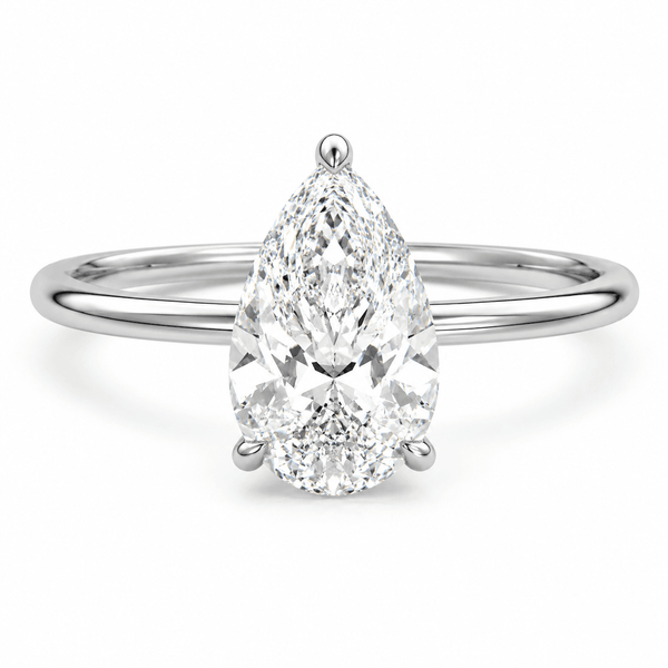 Amanda - Solitaire Cathedral Pear Shape Lab Grown Diamond Engagement Ring