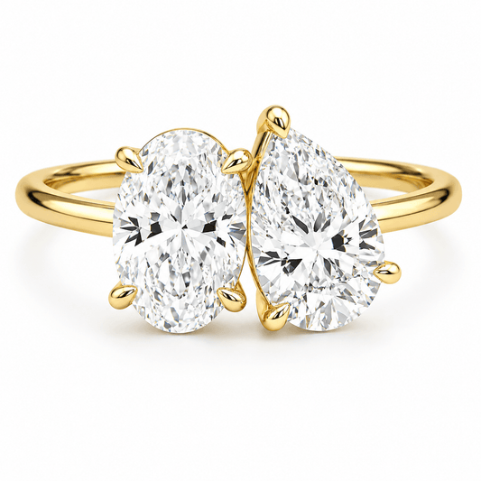 Clara - Oval and Pear Toi et Moi Lab Grown Diamond Engagement Ring