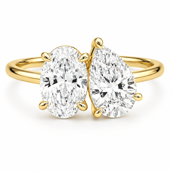 Clara - Oval and Pear Toi et Moi Lab Grown Diamond Engagement Ring