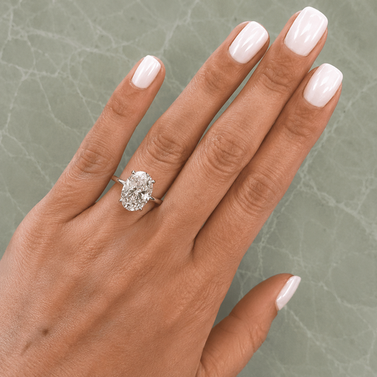 5 Carat Oval Solitaire Engagement Ring - Lab Grown Diamond in Platinum