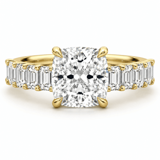 Amber - Cushion Half Eternity Lab Grown Diamond Engagement Ring