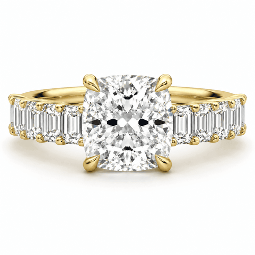 Amber - Cushion Half Eternity Lab Grown Diamond Engagement Ring - image 1