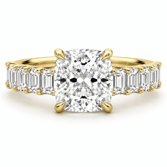 Amber - Cushion Half Eternity Lab Grown Diamond Engagement Ring - image 1