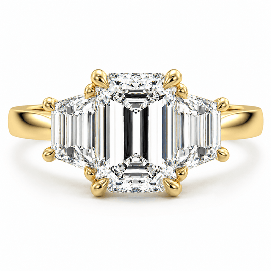 Love - Emerald Cut Three Stone Lab Grown Diamond Engagement Ring