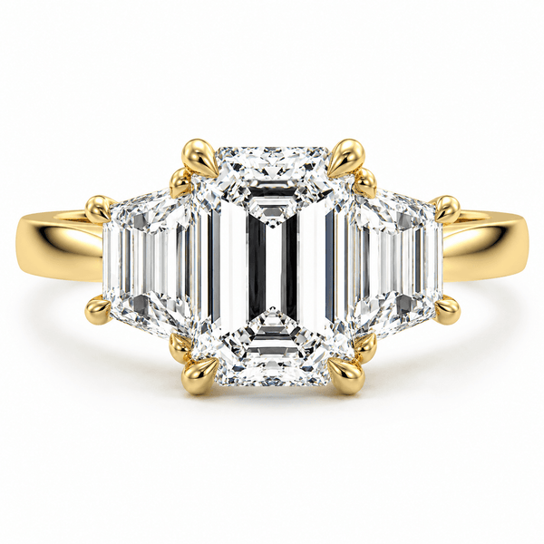 Love - Emerald Cut Three Stone Lab Grown Diamond Engagement Ring