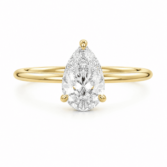 Perla - Pear Cut Solitaire Moissanite Engagement Ring