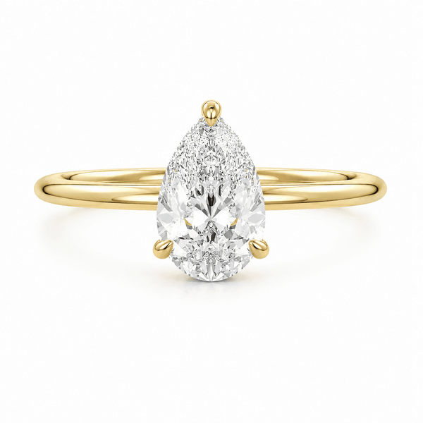 Perla - Pear Cut Solitaire Moissanite Engagement Ring