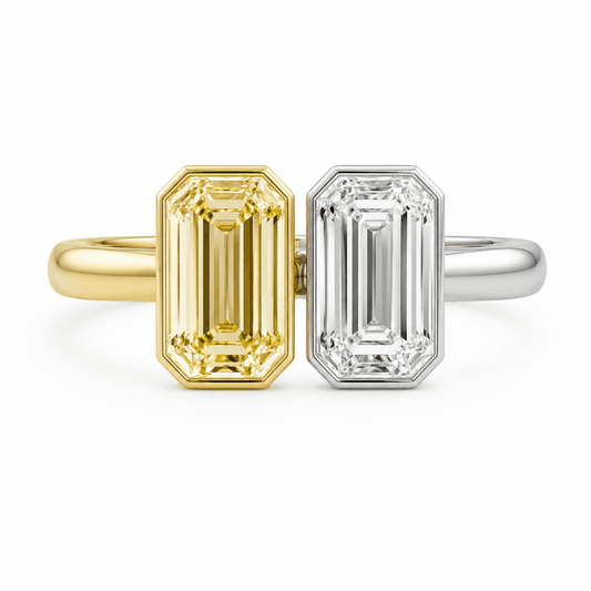 Athena - 3 ctw Toi et Moi White & Yellow Diamond Engagement Ring