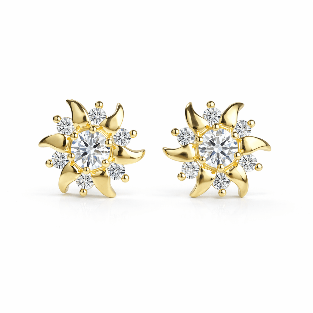 Floral moissanite cluster stud earrings by Nura Lab New Zealand
