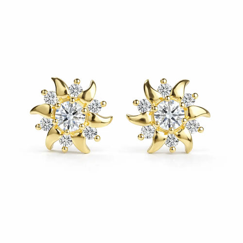 Floral moissanite cluster stud earrings by Nura Lab New Zealand