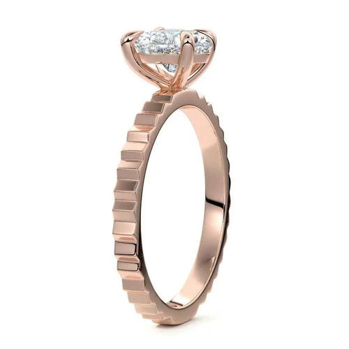 Chiara - Heart Shape Solitaire Fluted Band Engagement Ring Raphana Jewellery