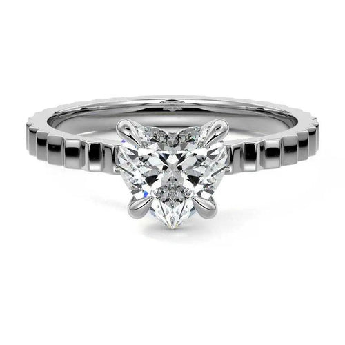 Chiara - Heart Shape Solitaire Fluted Band Engagement Ring Raphana Jewellery