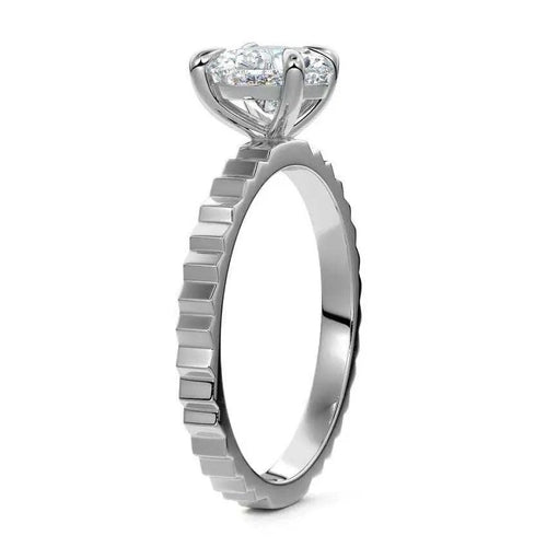 Chiara - Heart Shape Solitaire Fluted Band Engagement Ring Raphana Jewellery