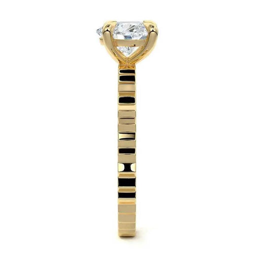 Chiara - Heart Shape Solitaire Fluted Band Engagement Ring Raphana Jewellery